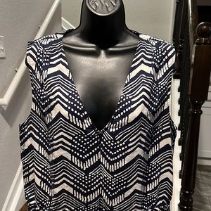 Blue and White J. Crew Linen Jump Suit side pockets 2 decorative back pockets